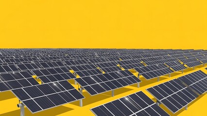 Endless rows of photovoltaic solar panels in a power plant concept for a sustainable future