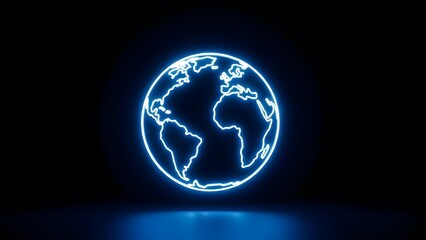 Glowing blue earth globe on dark background