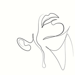 Male face with tears one line drawing. Male face with tears single line illustration. Male face with tears minimalist line art