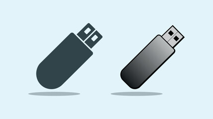 USB flash drive icons with gradient and solid fill on solid background