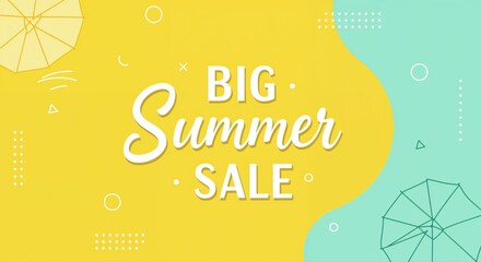 Summer Sale: A vibrant banner heralding a massive summer sale, combining refreshing colors with cheerful design to capture the essence of warm-weather promotion.