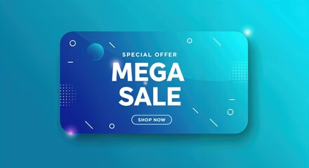 Mega Sale Announcement: A vibrant banner announces a MEGA SALE, set against a dynamic gradient background. This striking visual captures the essence of special offers.
