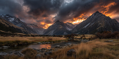 landscape stormy sunset