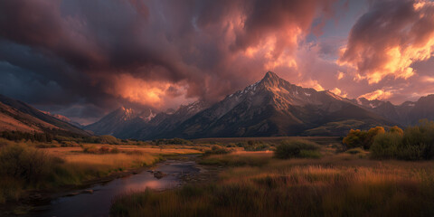landscape stormy sunset