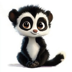 Fototapeta premium Adorable cartoon honey badger cub with big brown eyes, a charming character perfect for children's books, greeting cards, and educational materials