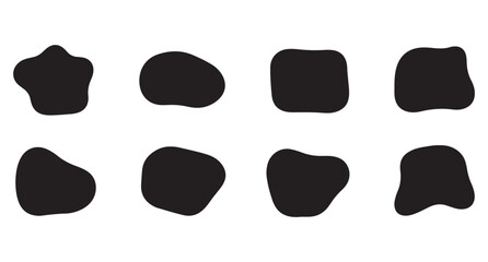 Abstract organic round shapes with soft flowing blobs, wavy doodle frames, smooth oval curves, and bubble liquid outlines form a stylish vector background full of fluid design elements.