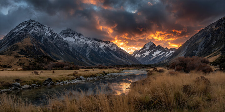 landscape stormy sunset - Powered by Adobe