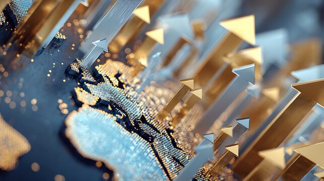 global investment growth multi arrows rising, macro finance visualization