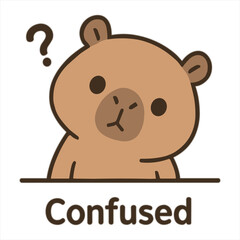 A vector set featuring cute cartoon capybara character faces, each illustrating a different human emotion. The collection includes happy, angry, sad, crying, excited, surprised