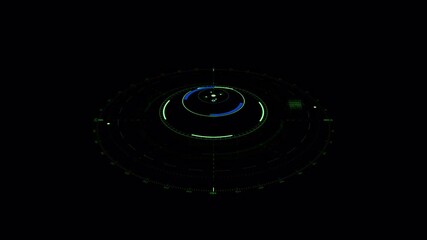 Colored Laser Vintage Futuristic HUD Display 4K Animation. Rotating Scifi Radar Scan Element Loop