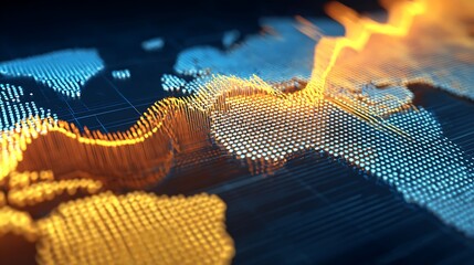 Global Financial Stability Index map with elegant line graphs, emphasizing economic stability.