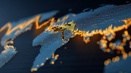 Global Financial Stability Index map with elegant line graphs, emphasizing economic stability.