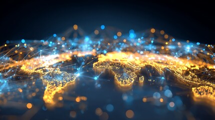 Connecting the global economy with technology: Bright digital lines connecting key cities