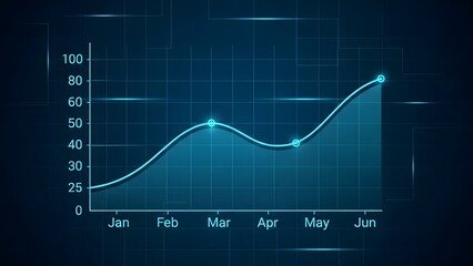 Abstract business graph showing growth and success on dark blue background