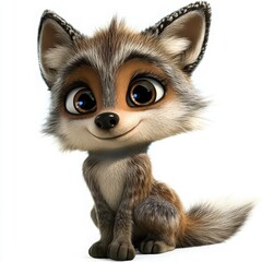 Obraz premium Adorable cartoon fox with big captivating eyes perfect for children's books and animation projects, bringing charm and playfulness to any creative endeavor