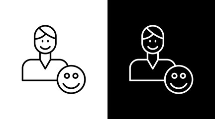 Happy Face Outline White Icon Set Design