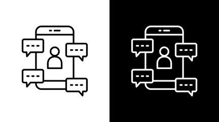 Chat Bubble Outline White Icon Set Design