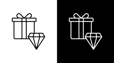 Gift Box Outline White Icon Set Design