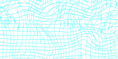 Abstract doodle style groovy checker line hand drawn texture backdrop grid pattern with colors and texture background, white and cyan line drawing on decoration minimalist design with textured look.