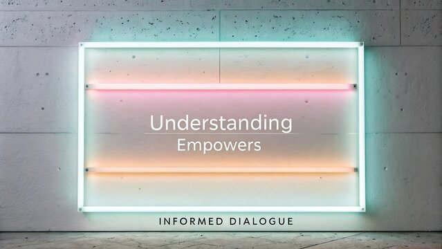 Conceptual Neon Sign With Text Highlighting Understanding Empowering Informed Dialogue And Communication Ideas In Modern Style