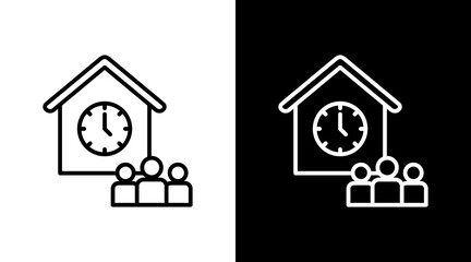 Family Time Outline White Icon Set Design