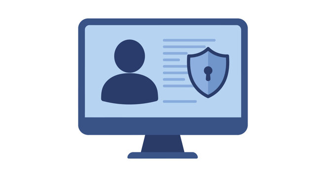 secure user profile on computer personal data protection concept for cybersecurity awareness campaign website banner and privacy policy illustrating identity theft