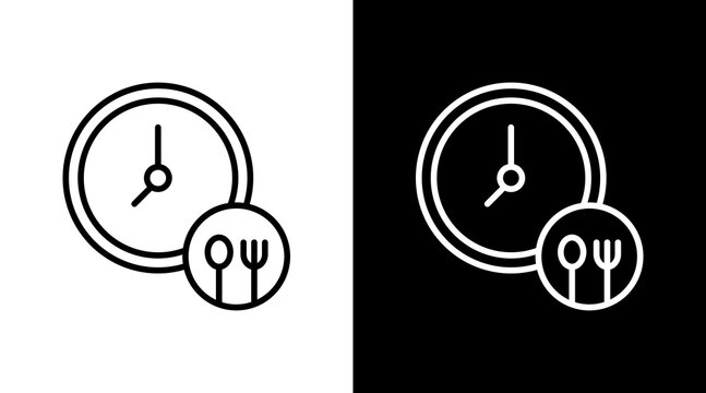 Lunch Time Outline White Icon Set Design