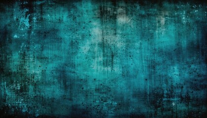 Obraz premium Abstract Grunge Texture Teal Blue Background with Splatter and Scratches.