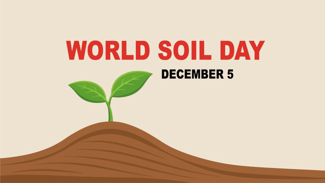 World Soil Day Illustration Growing Seedling on Brown Soil