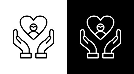 Child Care Outline White Icon Set Design