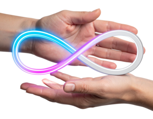 Eternity Symbol in Hand Concept Pair, isolated on transparent background