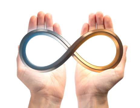 Hand Holding Endless Infinity Loop Duo, isolated on transparent background - Powered by Adobe