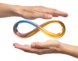 Hand Holding Endless Infinity Loop Duo, isolated on transparent background