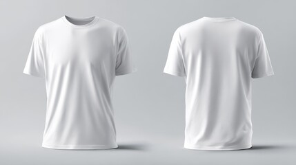 Clean white crew neck t-shirt mockup showing front and back, perfect for custom apparel design templates