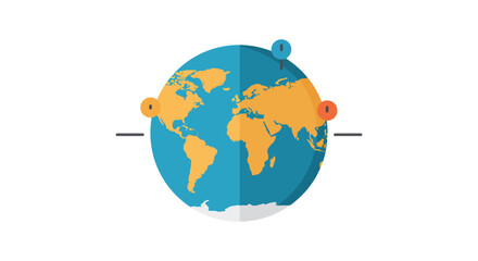 global connections with location pinpoints marking different continents illustrating global communication and network ideal for international business