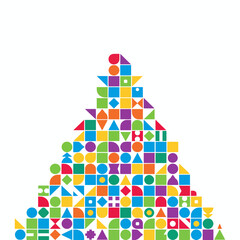 Colorful Geometric Shapes Arranged in a Triangular Formation.