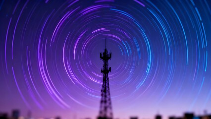 Generative AI Digital Nexus: Future Connectivity Over Dynamic Star Trails.