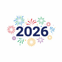 Festive 2026 New Year Celebration with Colorful Fireworks.