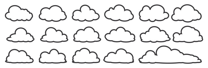 cloud bubble illustration with outline style.	
