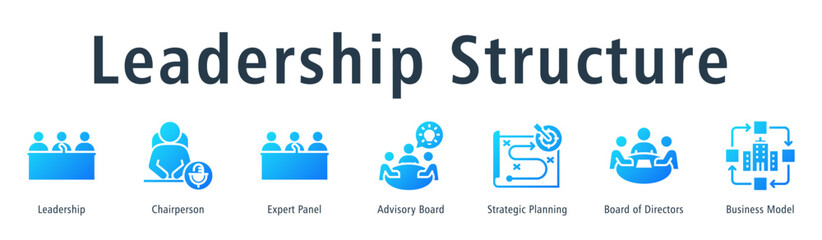 Leadership Structure web banner icon vector illustration concept with icon of leadership, chairperson, expert panel, advisory board, strategic planning, board of directors, and business model.