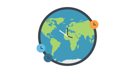 Fototapeta premium global time zones concept world map illustration depicting international coordination synchronizing worldwide schedules ideal for project global management