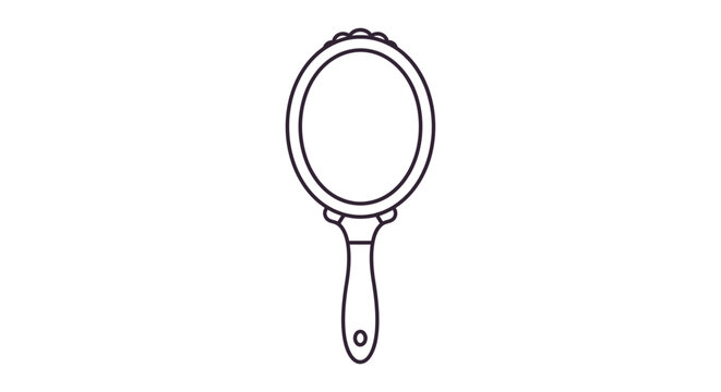 hand mirror illustration oval makeup mirror with handle isolated on white perfect for cosmetic tutorials and beauty product promotions