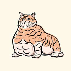 muscular orange cat vector illustration. muscular orange cat vector art