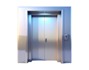 3D Elevator Door Icon in Cartoon Plastic Style Isolated on Transparent Background