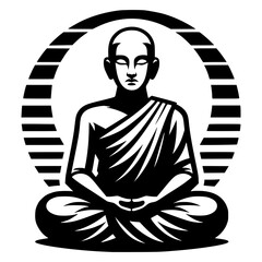 a Buddhist monk in tranquil meditation vector image illustration