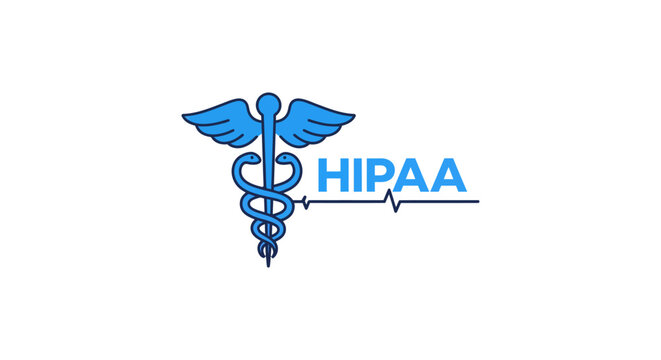 hipaa compliance illustration medical privacy symbol with heartbeat line protecting health data and patient rights essential for healthcare industry training.