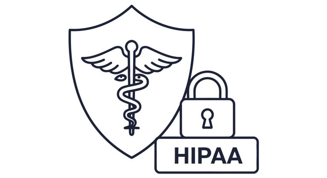 hippa compliance protected data symbolized by medical shield with padlock ideal to healthcare security and patient information safety protocols.