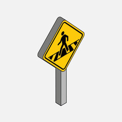 Pedestrian Crossing Sign with Zigzag Pattern.
