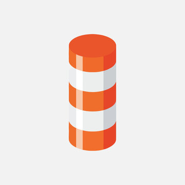 Orange and White Traffic Barrel for Road Construction Safety.