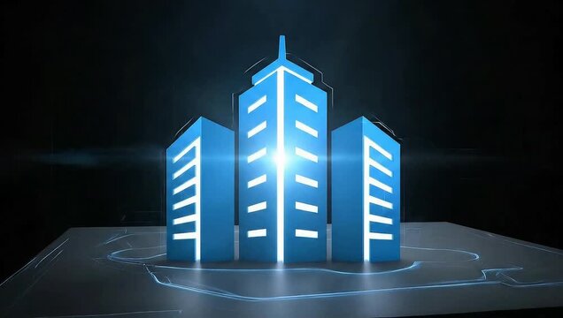 Minimalist Blue Corporate Skyscraper Buildings Logo Animation Video